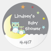 Personalized Baby Shower Stickers with Owls