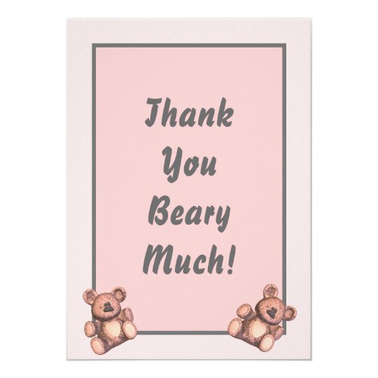 Personalized Baby shower thank you card pink bears