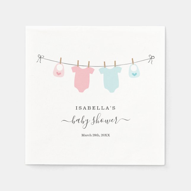 Personalized Baby Shower Twins Boy & Girl Napkins (Front)
