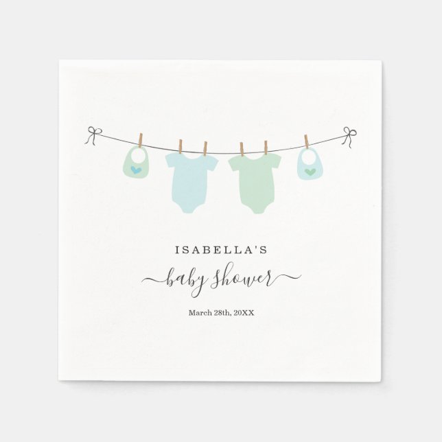 Personalized Baby Shower Twins Boys Napkins (Front)