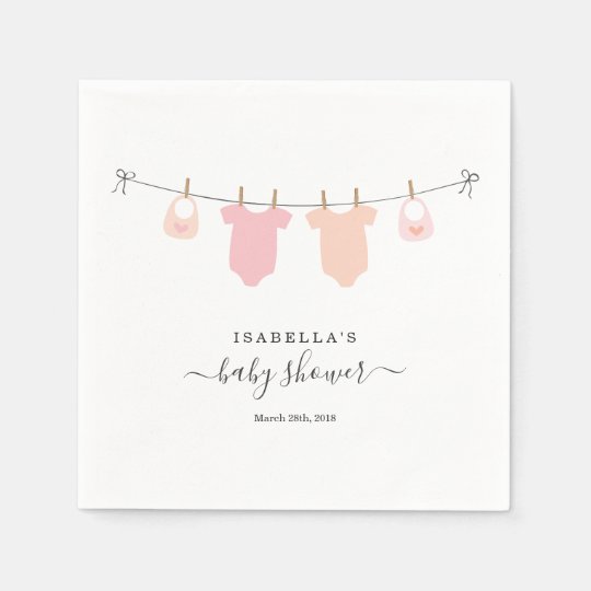Personalized Baby Shower Twins Girls Napkin