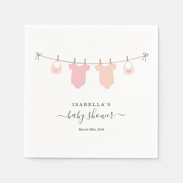 Personalized Baby Shower Twins Girls Napkins (Front)