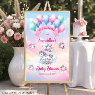 Personalized Baby Shower Welcome Sign Unicorn Them