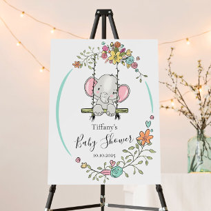 Personalized Baby Shower with Cute Elephant Foam Board