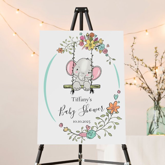 Personalized Baby Shower with Cute Elephant Foam Board (Creator Uploaded)