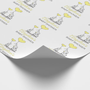 Personalized BABY SHOWER Yellow Elephant Neutral Wrapping Paper