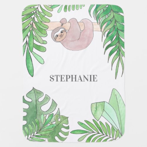 Personalized Baby Sloth  Baby Blanket