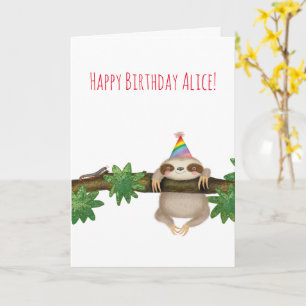 Personalized baby sloth birthday card