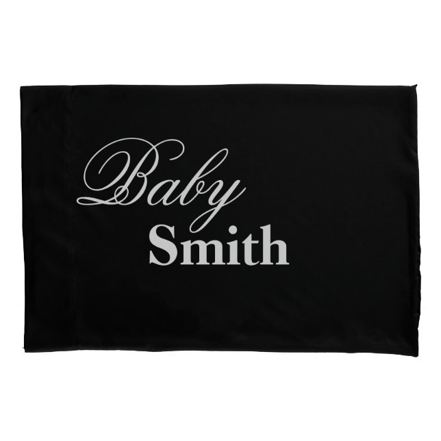 Personalized Baby Smith (Your Name) Black White Pillow Case (Front)