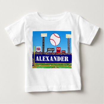 Personalized Baby Sports Gift Kids Baseball Tshirt by kidssportsfunstuff at Zazzle