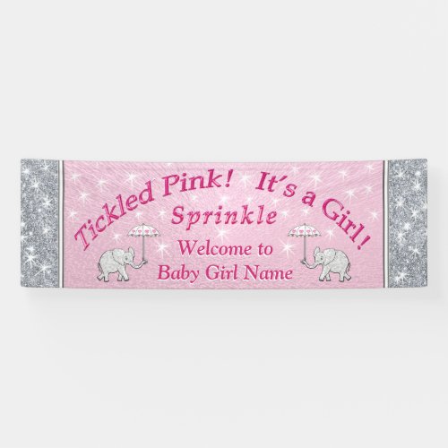 Personalized Baby Sprinkle Banner Pink and White Banner