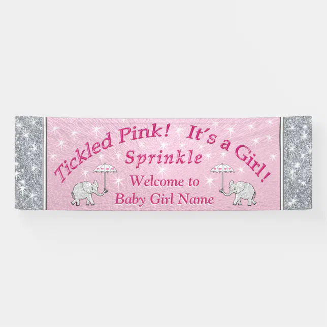 Personalized Baby Sprinkle Banner, Pink and White Banner Zazzle