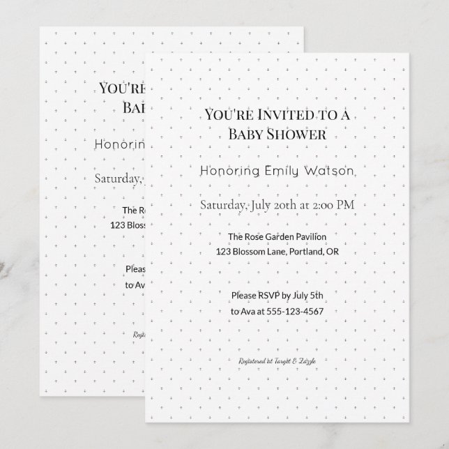 Personalized Baby Sprinkle or Shower Design Invitation (Front/Back)