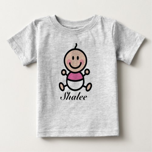 Personalized Baby Stick Figure Girl Baby T_Shirt