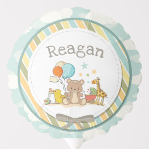 Personalized Baby Teddy Bear Giraffe Rubber Ducky Balloon