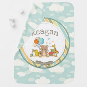 Personalized Baby Teddy Bear Giraffe Rubber Ducky Blanket