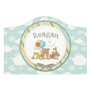 Personalized Baby Teddy Bear Giraffe Rubber Ducky Door Sign