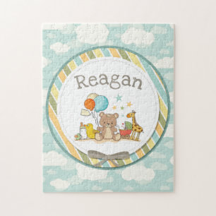 Personalized Baby Teddy Bear Giraffe Rubber Ducky Jigsaw Puzzle