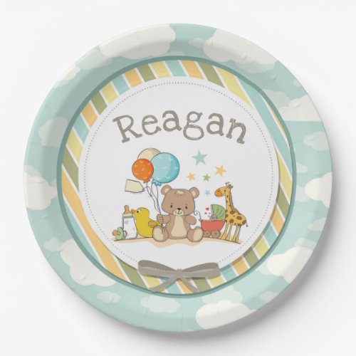 Personalized Baby Teddy Bear Giraffe Rubber Ducky Paper Plates