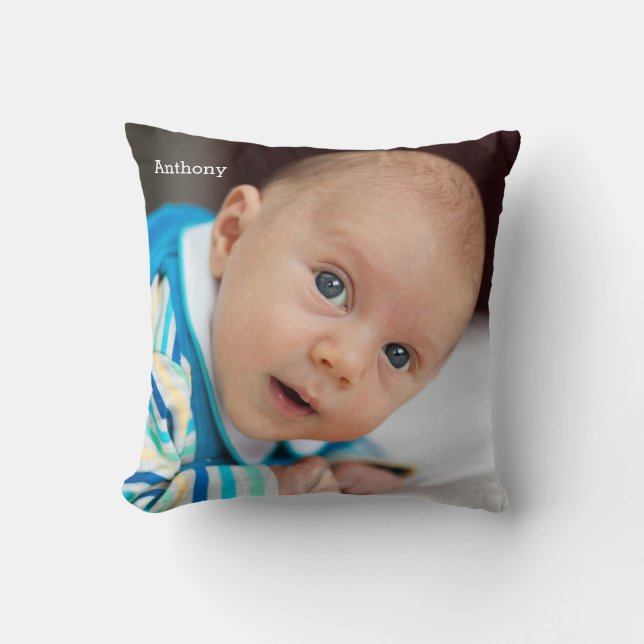 Personalized Baby Throw Pillows Add Photo And Name (Front)