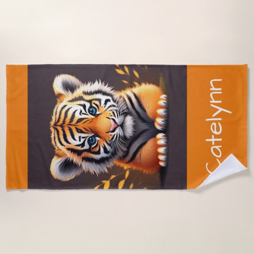 Personalized Baby Tiger Beach Towel