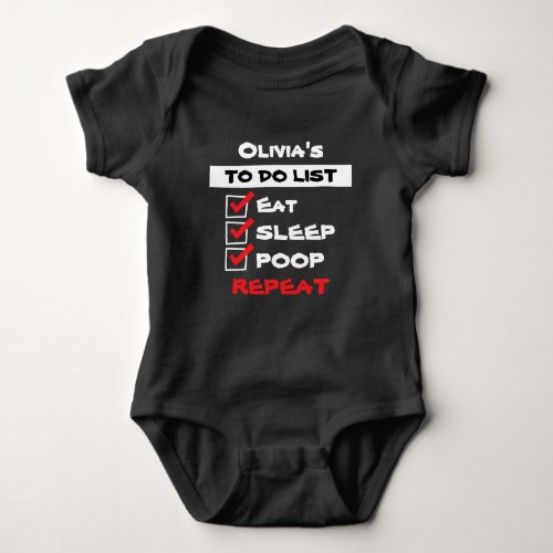 Personalized Baby TO DO LIST Baby Bodysuit