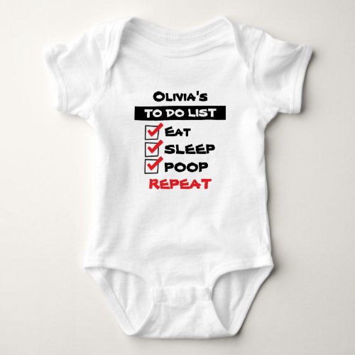 Personalized Baby TO DO LIST Baby Bodysuit