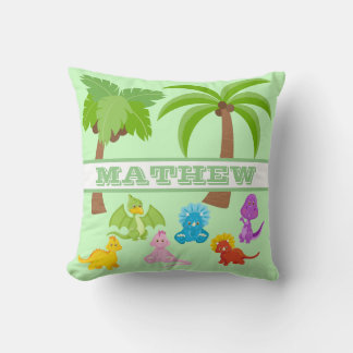 Personalized Baby Triceratops & Friends Throw Pillow