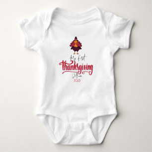 Personalized Baby Turkey First Thanksgiving Baby Bodysuit