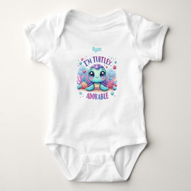 Personalized Baby Turtle  Bodysuit (Front)