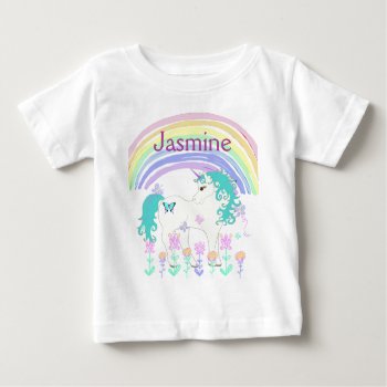 Personalized  Baby Tutu Unicorn And Rainbow Baby T-shirt by Magical_Maddness at Zazzle