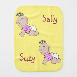 Personalized Baby Twin Girls Burp Cloth