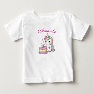 Personalized Baby Unicorn Birthday Cake T-Shirt