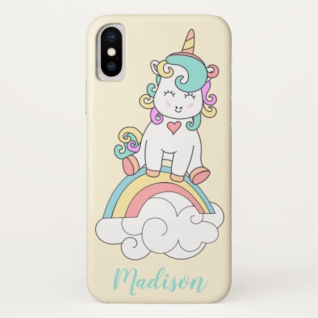 Personalized Baby Unicorn, Rainbow Cell Case (Back)