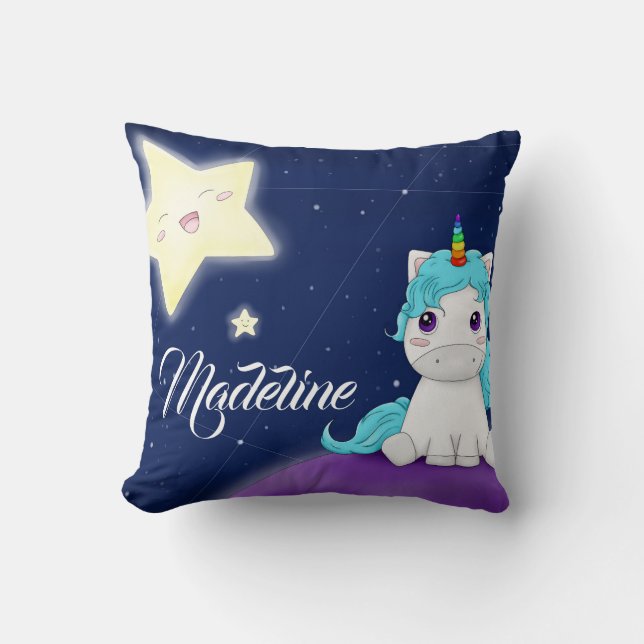 Personalized Baby Unicorn Throw Pillow (Front)