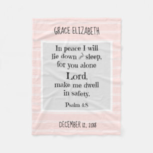 Personalized Baby, w Nighttime Prayer (Psalm 4:8) Fleece Blanket