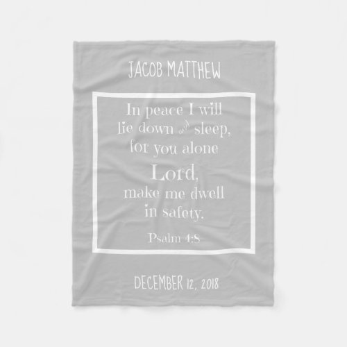 Personalized Baby w Nighttime Prayer Psalm 48 Fleece Blanket