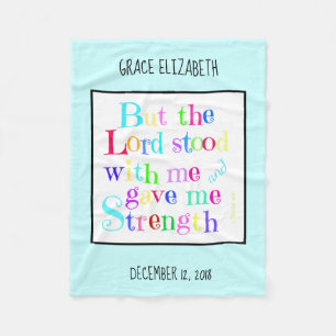 Personalized Baby, w/ Verse from Timothy (rainbow) Fleece Blanket