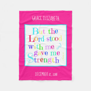 Personalized Baby, w/ Verse from Timothy (rainbow) Fleece Blanket