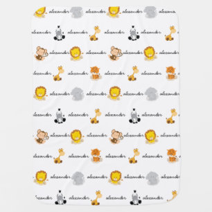 Personalized Baby Wild Safari Animals Boy Girl Blanket