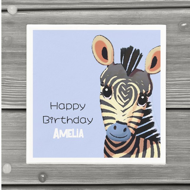 Personalized Baby Zebra Birthday Napkins (Creator Uploaded)