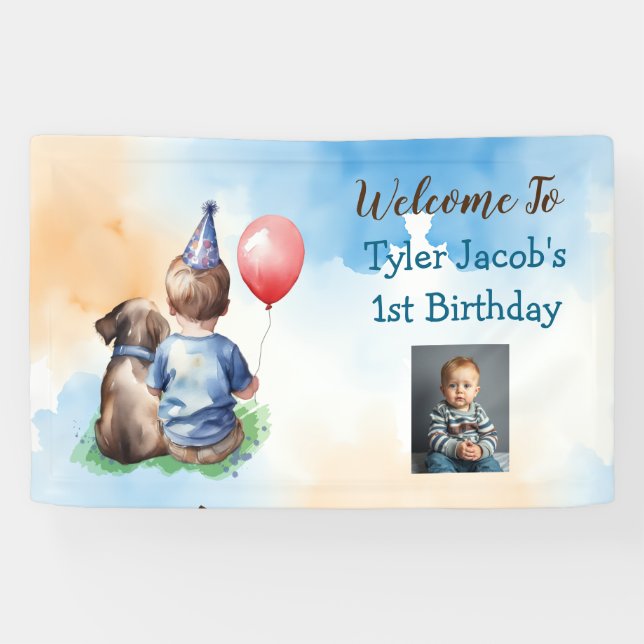 Personalized Baby's 1st Birthday Welcome Banner (Horizontal)