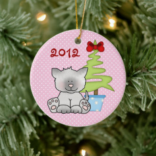 Personalized Baby's 1st Christmas Cat Ornament