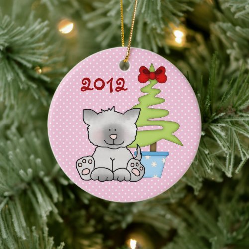 Personalized Babys 1st Christmas Cat Ornament
