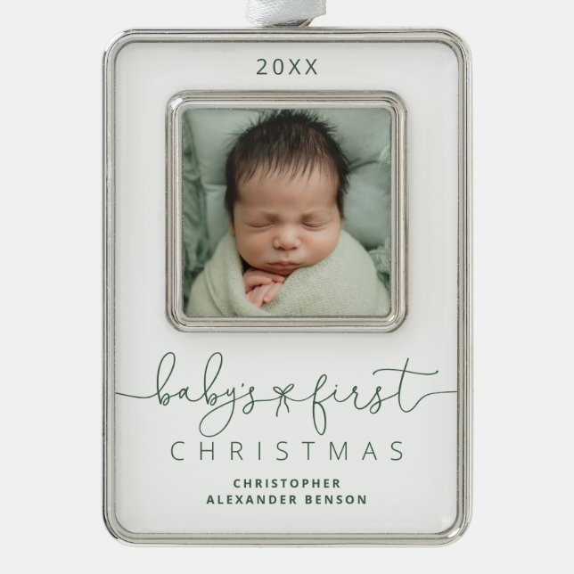 Personalized Baby's 1st Christmas Photo Christmas Ornament (Front)