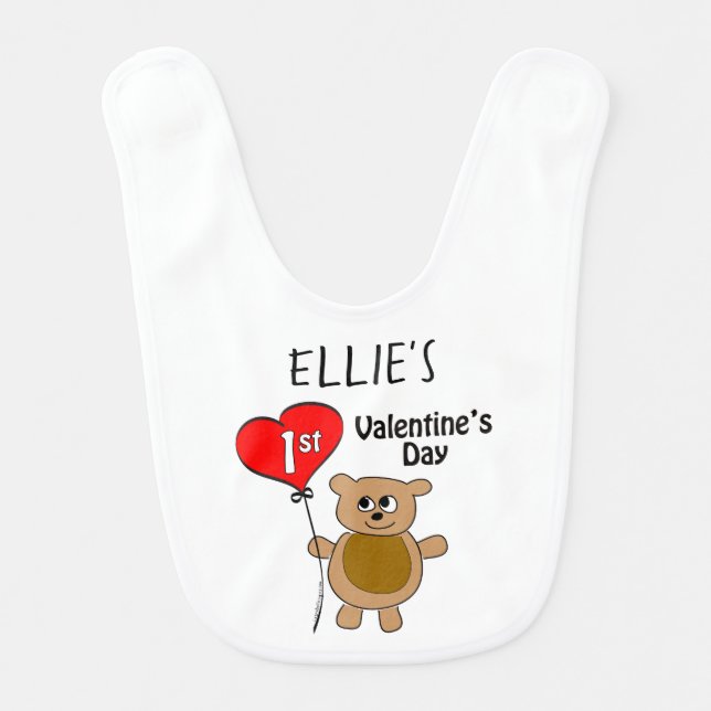 Personalized Baby's 1st Valentine's Day Baby Bib (Front)