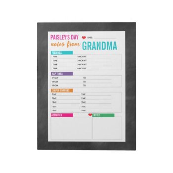 Personalized Baby's Day Sitter Notes by modernmaryella at Zazzle
