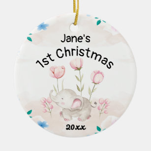 Personalized Baby's First Christmas 2023 Girl Ceramic Ornament