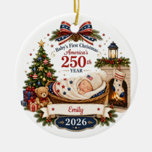 Personalized Baby's First Christmas 250th Ceramic Ornament