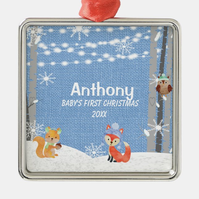 Personalized Babys First Christmas Animal Ornament (Front)